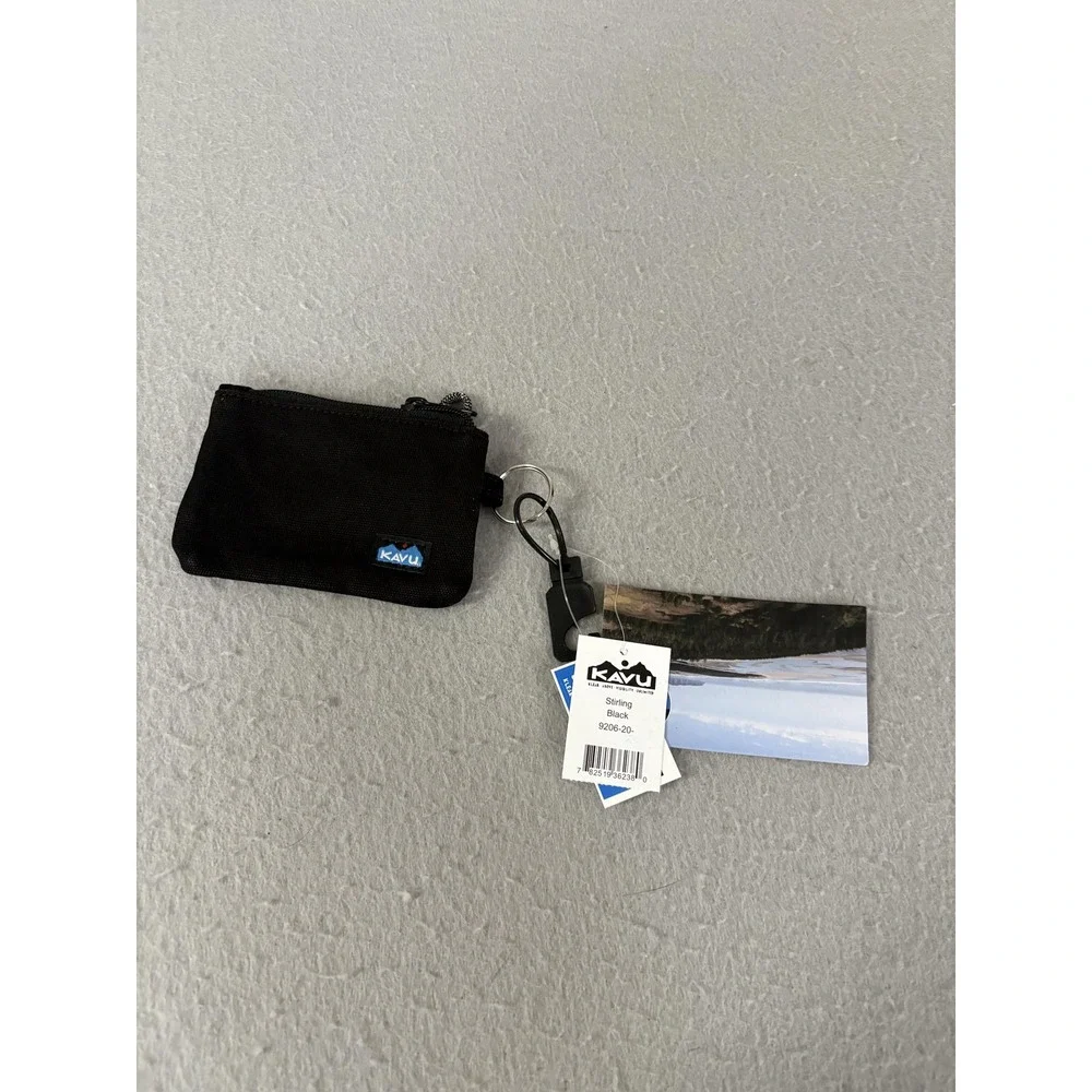 KAVU Wallet One Size Black Stirling‎ Zip ID Case Card Coin Pouch Key Ring
